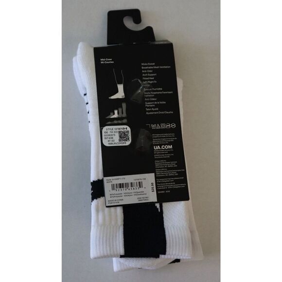 Under Armour Mens 8.5-13 Women 10-14 White Project Rock Playmaker Mid-Crew Socks - Picture 4 of 7